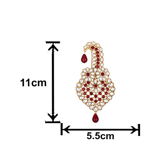 Image of Mahi Maroon and White Crystals Kalangi Brooch for Groom /Men (KL1001002G)