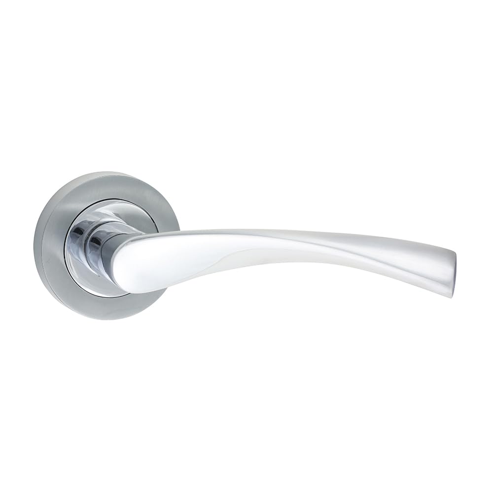 Timco - Edleston Lever On Rose Handles - Polished & Satin Chrome (Size 51Mm - 2 Pieces)
