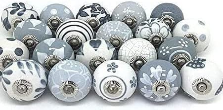ATCUSA Door knobs (Pack of 25 - Grey & White Painted knobs)