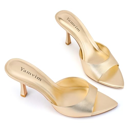 Image of Heel Mules for Women Pointed Open Toe High Heel Sandals