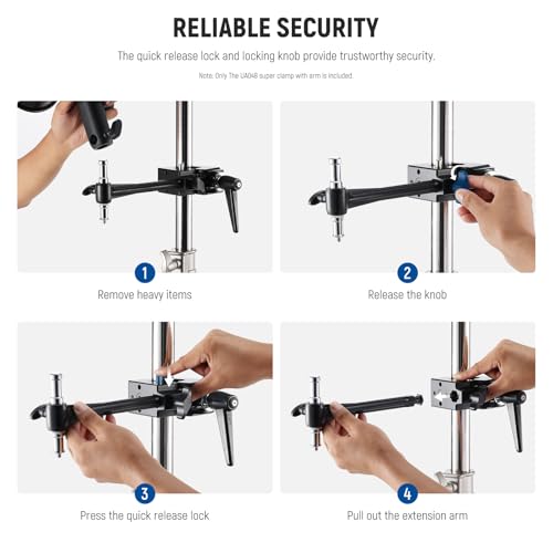 Image of NEEWER Super Clamp with 6 inch Extension Arm, 5 /8 inch Stud, 2.4 inch Jaw Grip