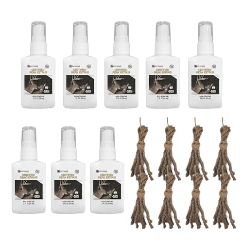 Image of Certified Peak Doe Estrus Spray | 2 oz | 8 Bottles | Doe in Heat Urine for Hunting | Drag N' Drip Included | Deer Scents