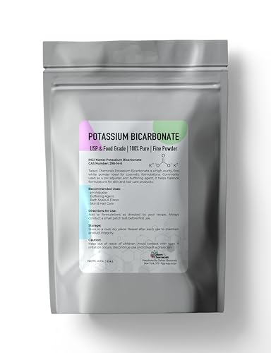 Potassium Bicarbonate Powder (16 Ounce / 1 lb) Potassium Bicarbonate Food Grade for Plants Used In Making Wine Cakes Cookies Sodium-Free Baking Substitute & pH Buffer by Talsen Chemicals