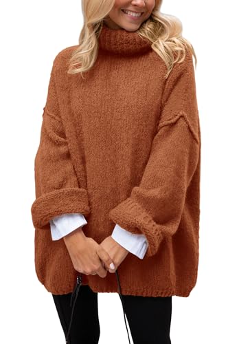 PRETTYGARDEN Women's Knit Oversized Sweater Fall Fashion Casual Long Sleeve Turtleneck Chunky Pullover Tops Winter Clothing
