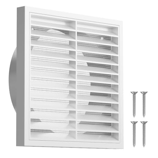 Hon&Guan Rejillas de Ventilación Rectangular 150 mm con Mosquitera, ABS Exterior Rejilla Aire Acondicionado Conductos Cubierta de Ventilación para Extractor de Baño, Cocina, Campana Extractora, Blanca