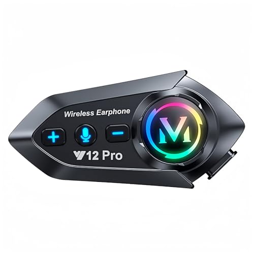 Motorcycle Helmet Bluetooth Headset 2 Way Intercom 550 Yards,HIFI Sound,Noise Cancellation,Music Share,1000mAh,Helmet Speakers Headphones FM,Easy to Connect/Use with Gloves,Waterproof,Voice Assistant