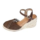 Cuñas Esparto Mujer Verano Alpargatas Vestir Esparteñas Elegantes Sandalias Altas Sandals Plataforma Zapatos Cerradas por Delante Calzado Hebilla Zapatillas Comodas Sapatos Tallas Grandes Shoes