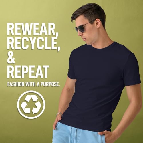 Image of CreativiT Unisex Plain Casual Half Sleeve Round Neck T-Shirt | 100% Recycled Cotton Rich T-Shirt Pack of 1