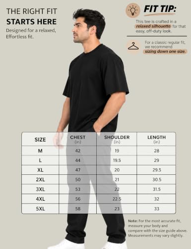 Image of Oversized T-Shirt for Men, 240 GSM Pure Cotton, Round Neck