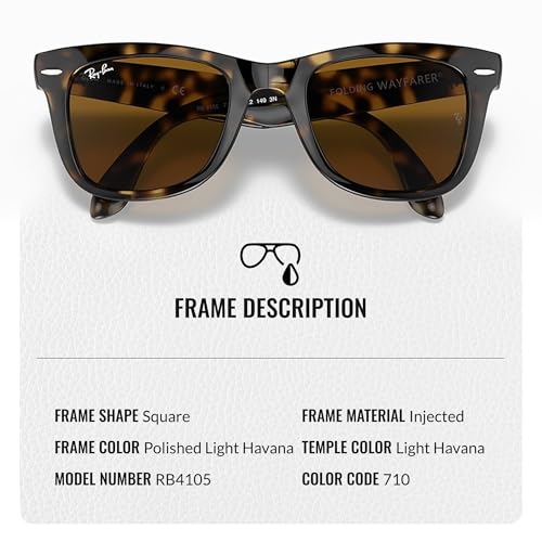 Image of Ray-Ban RB4105 WAYFARER FOLDING CLASSIC Square Shape Sunglasses for Men with Official Eyewear Kit