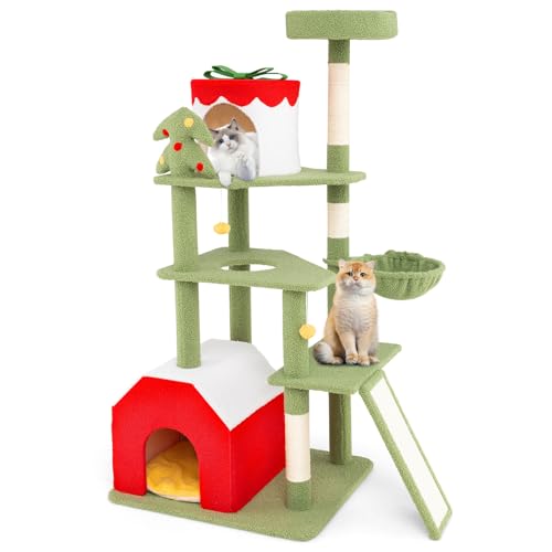 Árbol para gatos Tangkula navideño 61 pulg con postes rascadores miniatura 1