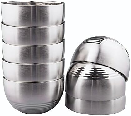 IMEEA® 8-Piece Double-deck Light Weight Brushed SUS304 Stainless Steel BPA Free Serving Bowls, 12oz