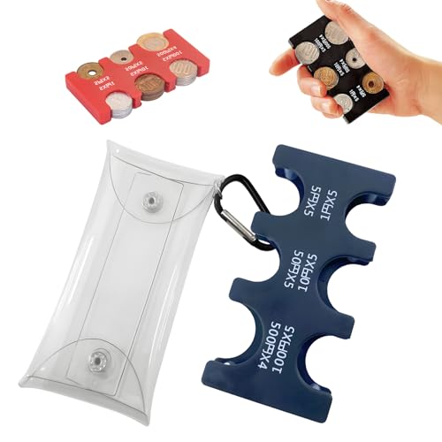 Photo de Nuxma Organisateur de pièces de monnaie en yen japonais, distributeur de rangement pour sac de voiture, portefeuille en plastique avec 6 emplacements (noir), ch-39
