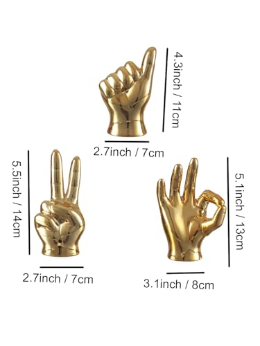 Image of TIED RIBBONS Set Of 3 Hand Sign Fantasy Showpiece Statue Collectible Figurines(Multi,Ceramic)Decorative Items For Home Decor Living Room Bedroom Wall Shelf Office Table Top Decoration Gifting