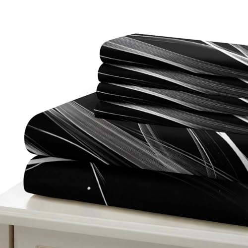 Housse de couette microfibre lignes abstraites effet 3D géométrique ultra douce