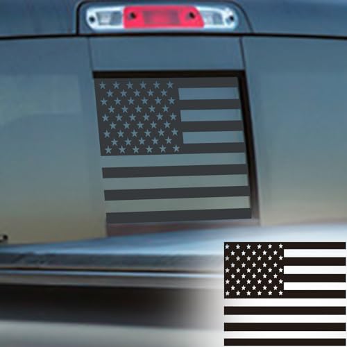 Image of USA Flag Decal for Truck Back Window,Car Decal and Sticker,American Decal for Pickup,Decals for Dodge Ram 2009-2024(Black-Ram)