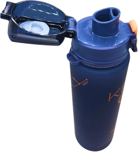 Image of Imported Keep Going Water Bottle,1 .0L Capacity, Flip Top Lid, Wide Spout, Motivational Design, Navy Blue,shock proof.