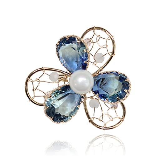 Broche fleur en cristal artificiel bicolore de créateur pour sublimer un blazer