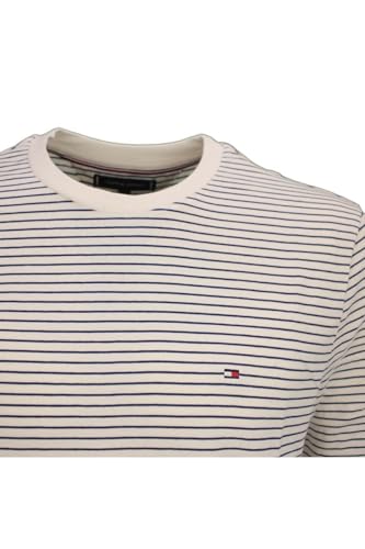 Tommy Hilfiger Camiseta de Manga Corta Hombre Seasonal Solid tee con Cuello Redondo, Multicolor (Ivory Petal/Preppy Navy), XL