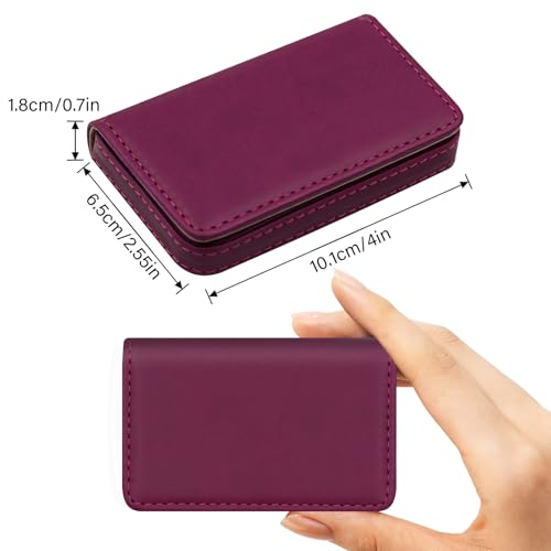 Image of RFID Blocking Wallet - Minimalist Leather Business Credit Card Holder (PW-Wine Red)