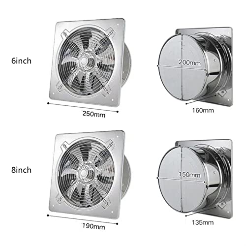 Ventilador de ventilación 6 pulgadas extractor, acero inoxidable para pared o ventana, con válvula de retención automática para baño y cocina miniatura 2