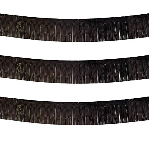 Image of Foil Fringe Garland - Pack of 3- Metallic Parade Floats Skirting Tinsel Streamers Banner for Birthday Wedding Dec 4th of July Homecoming Float (Black)