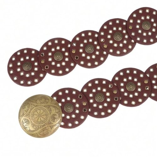 Women Wide-Disc-Western-Belt Boho-Concho-Belt Cowgirl Cowboy Chunky Belts for Jeans Dress3