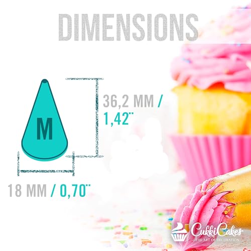 CukkiCakes Set of 8 Professional Pastry Nozzles (#2, 32, 21, 12, 81,352, 133, and 48) for Pastry Sleeves - Decorating and Making Cupcakes, Cakes, Churros, Made in South Korea