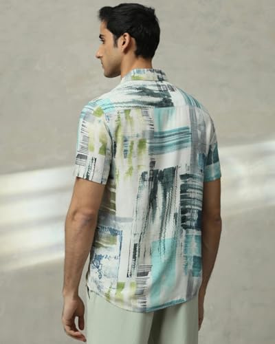 Image of MUFTI Multicolor Abstract Slim Fit Shirt