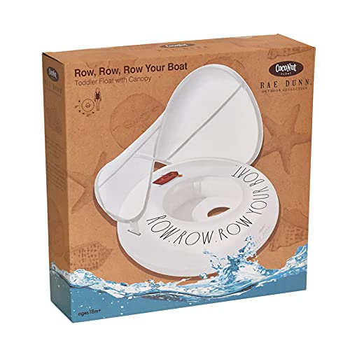Rae Dunn Toddler Float With Canopy By Coconut Float Row Row Row Your Boat Theme - Child Sized Inflatable Raft & Durable Water Toy - Stable Ride-On For Summer Parties & Swim Events #TOP3