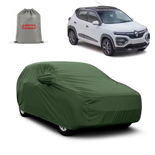 Image of AOSIS 'Waterproof' Car Cover Compatible with Renault Kwid All Year Model 300 GSM Uly Coated Thick Fabric 4X4, Adjustable Belt Buckle, Elastic Grip