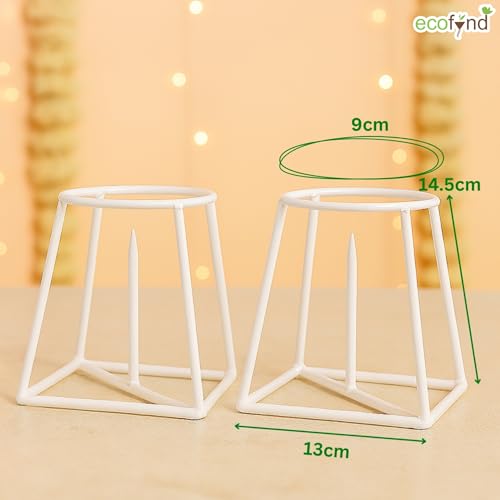 Image of ecofynd Metal White Banana Plant Stand, Pack of 2 Heavy Decorative Leaf Stand for Plant, Tree, Stem, Ideal for Home Festival Decor, Placing Puja, Religious & Other Ceremonies Use