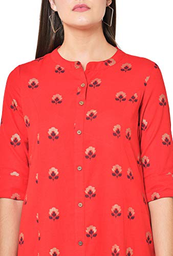 Image of Pistaa's Women's Cotton Relaxed Fit Straight Printed Kurta