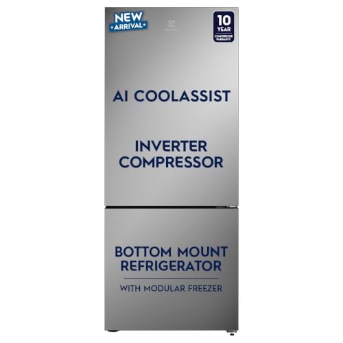 Image of Electrolux 425L 1 Star Double Door Refrigerator with AI CoolAssist, Bottom Mount Freezer, GreenZone Technology, Cooling 360, Inverter, Frost Free, UltimateTaste 700, EBE4302C-S, Stainless Steel