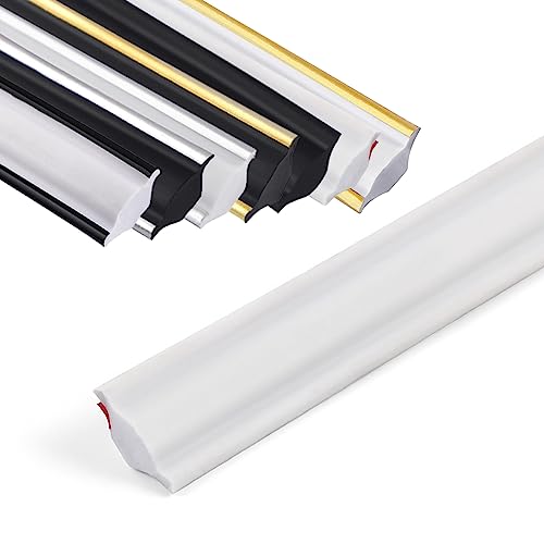 GHIBFBT Molduras decorativas autoadhesivas, 5 m, molduras de techo triangulares de PVC, flexible y ligero, zócalo autoadhesivo para bordes de pared, bordes de azulejos (blanco - pequeño)