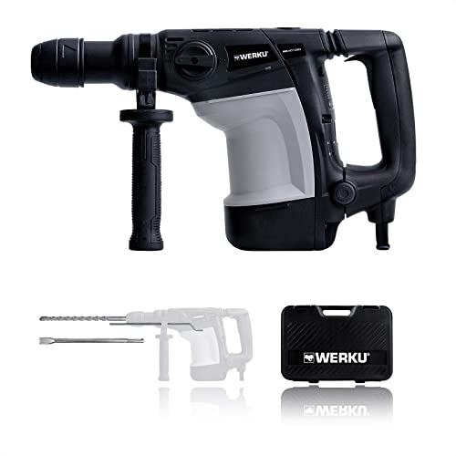 Werku WK401020, Taladro Martillo Demoledor, Calidad Profesional, Potencia 1100 W, Energía Impacto 7 J, Portabrocas SDS-Max, Sistema Antivibración, Incluye Maletín, Broca Hormigón y Cincel