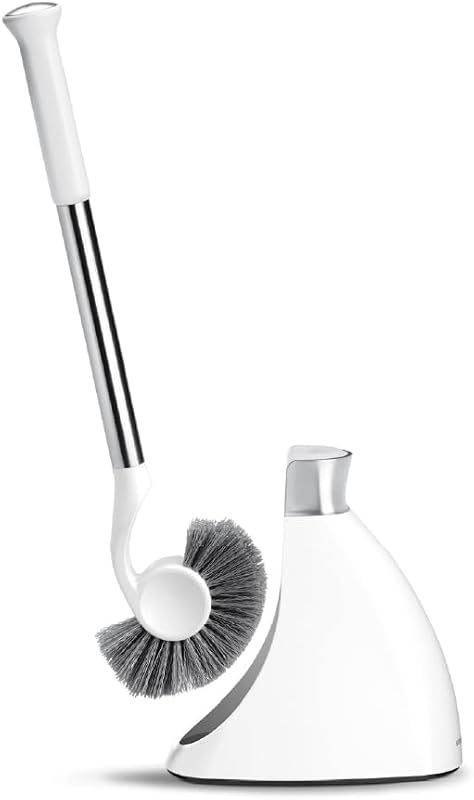 Escobillero con carrito, acero inoxidable, blanco