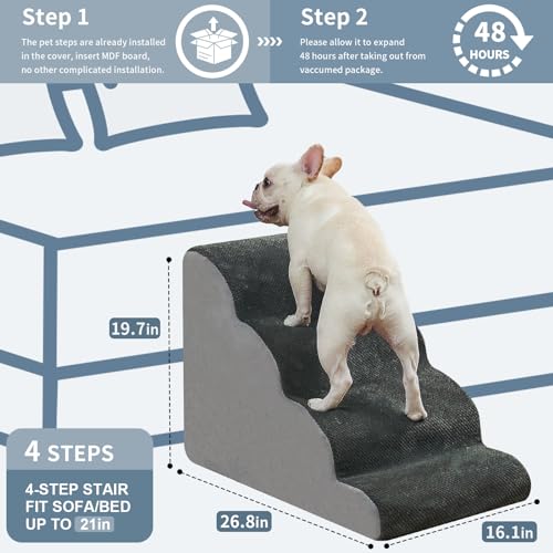 BOMOVA-Dog-Stairs-for-Small-Dogs-4-Step-Dog-Steps-for-Bed-and-Couch-High-Density-Foam-Pet-Stairs-for-Small-Dogs-and-Cats-Non-Slip-Bottom-Dog-Ramp-Grey-2345-Steps - Cucciolini Doodles   BOMOVA-Dog-Stairs-for-Small-Dogs-4-Step-Dog-Steps-for-Bed-and-Couch-High-Density-Foam-Pet-Stairs-for-Small-Dogs-and-Cats-Non-Slip-Bottom-Dog-Ramp-Grey-2345-Steps