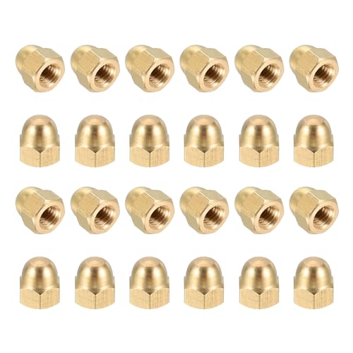 sourcing map Acorn Hex Cap Nuts, M5x0.8mm Brass Dome Head Hex Decorative Cap Nuts for Screws Bolts Industrial Mechanical Electrical Equipment Repair Hardware(Gold Tone, Pack of 24)