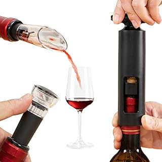 Corkscrew 4 in 1 Set with Foil Cutter and T-Shaped Manual Wine Opener and Wine Decanter and Wine Corks Keep Fresh
