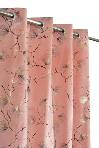 Image of Window Curtains 5 Feet | 48x60 Inch | 1 Panel Only | Velvet Blackout Parda for Kitchen & Small Windows | Pink Colour