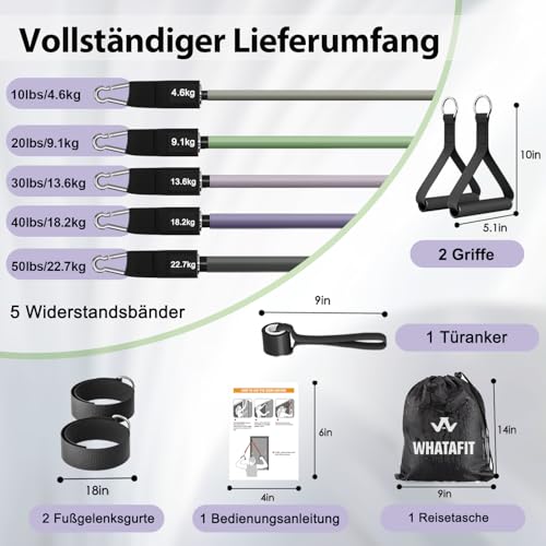 Image of WHATAFIT Resistance Bands, Exercise Bands,Resistance Bands for Working Out, Work Out Bands with Handles for Men and Women Fitness, Strength Training Home Gym Equipment