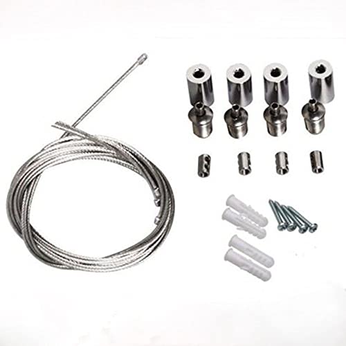 Image of Leadigol 4pcs Picture Hanging Wire with Loop Hook, 100cm Adjustabl Lighting Light Suspension Cables Kit, Steel Hanging Chains, Lamp Sling Lifting Wire Accessory Kit Ceiling Light Steel Rope