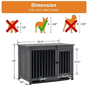 MCombo Wooden Dog Crate Furniture, Dog Kennel Pet House End Table, Solid Wood Portable Foldable Indoor Cage for Dogs, No Assembly Needed (Medium, Grey)