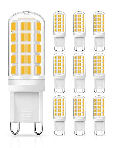 Bombillas LED G9 3W (10 Piezas), Equivalente Bombillas Halógenas 40 vatios, 3000K Blanco cálido 220-240V, Sin Parpadean, Sin Regulables, Adecuada para la iluminación de salones, cocina y dormitorios