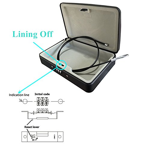 SEPOX® Water/Fire-Resistant Portable Security Case Lock Box Steel, Personal Travel Safe Storage Cabinet for Small Item, 3-Ft Cable, Ressetable Combination Lock for Dorm, Car, Sports, Office - Image 5