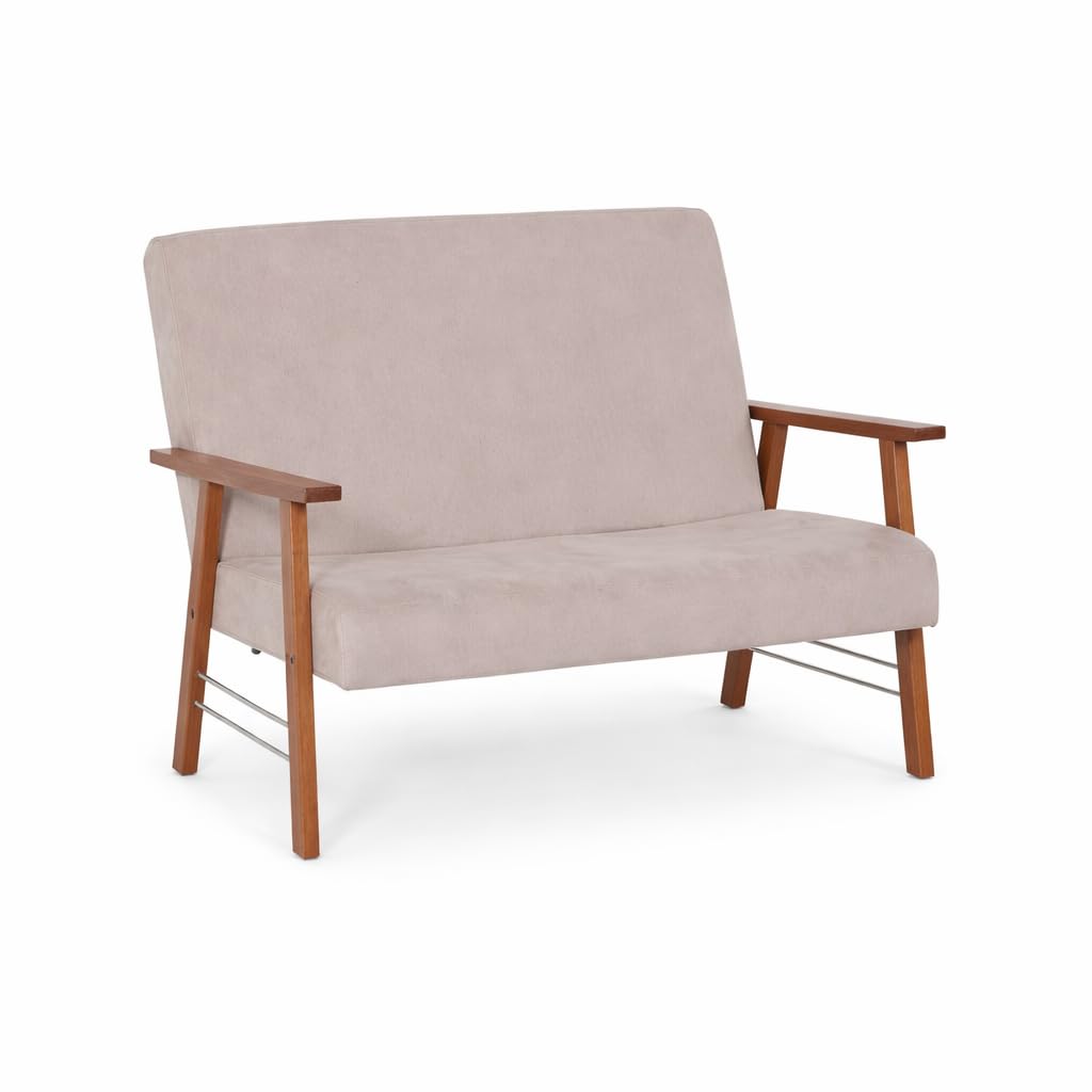 MA MAISON Divano da Giardino in Legno 59X77X91H CM - in Tessuto, Imbottito, Braccioli, da Arredo, Interno, Esterno, per Soggiorno, Terrazza, Resistente, Relax, Moderna - Made in Italy (Beige)