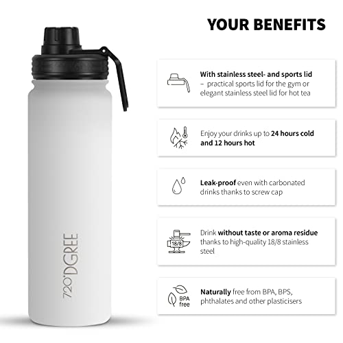 720°DGREE Vaccum Insulated Water Bottle “noLimit“, 1200ml, Leakproof, BPA-Free, Thermo Stainless Steel Flask - Image 2