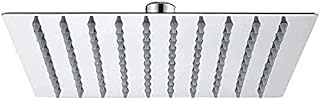 Ibergrif M20292 Rain Shower Head, 8 Inch Square Fixed Showerhead, 304 Stainless Steel Ultra Thin Top Spray Shower Head with 100 Silicone Jets for Bathroom, Chrome