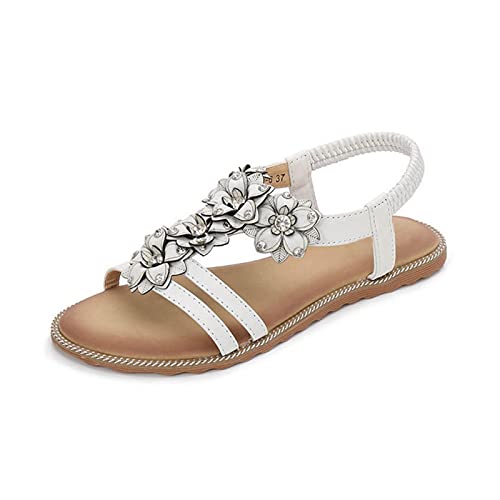 Tongs pour femmes et pantoufles en perles plates pour l'été et la plage